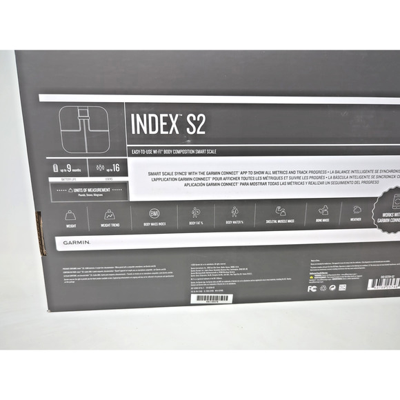 Garmin Index S2 Smart Scale Black WiFi Body Composition Metrics 010-02294-02 New - Picture 3 of 3